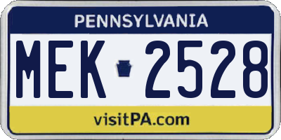 PA license plate MEK2528