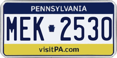 PA license plate MEK2530
