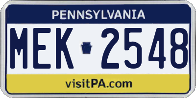PA license plate MEK2548