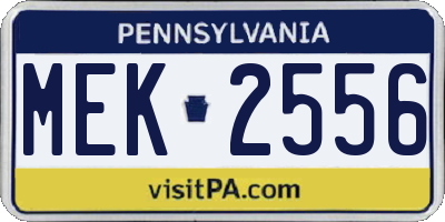 PA license plate MEK2556
