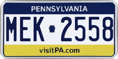 PA license plate MEK2558