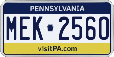 PA license plate MEK2560