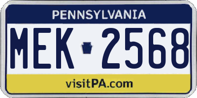 PA license plate MEK2568
