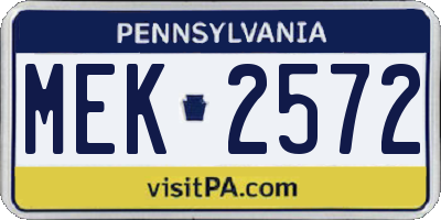 PA license plate MEK2572