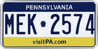 PA license plate MEK2574