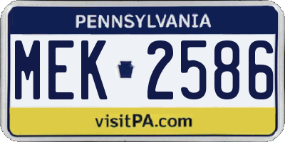 PA license plate MEK2586