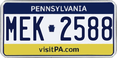 PA license plate MEK2588