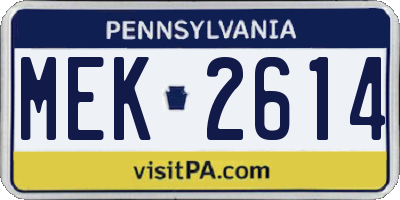 PA license plate MEK2614