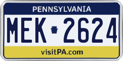 PA license plate MEK2624