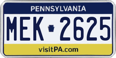 PA license plate MEK2625