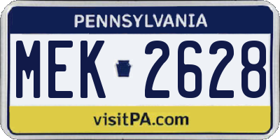 PA license plate MEK2628