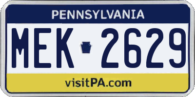 PA license plate MEK2629
