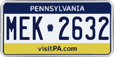 PA license plate MEK2632