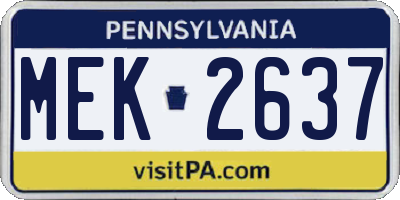 PA license plate MEK2637