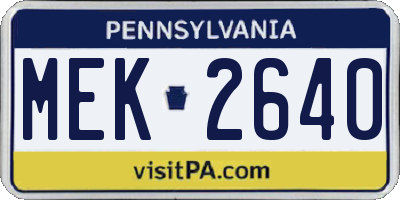 PA license plate MEK2640
