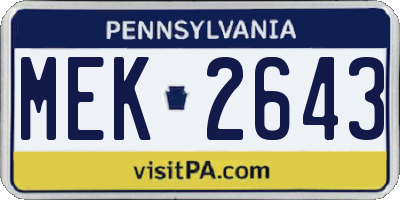 PA license plate MEK2643