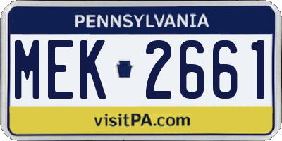 PA license plate MEK2661