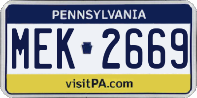 PA license plate MEK2669