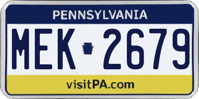 PA license plate MEK2679