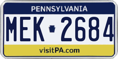 PA license plate MEK2684