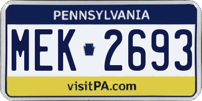 PA license plate MEK2693