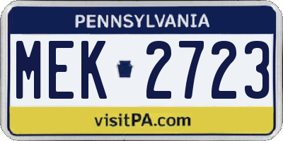 PA license plate MEK2723