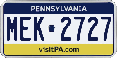 PA license plate MEK2727