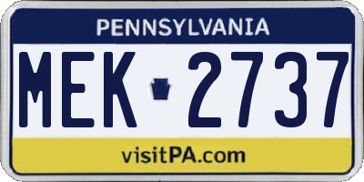 PA license plate MEK2737