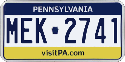 PA license plate MEK2741