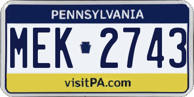 PA license plate MEK2743