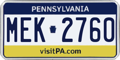 PA license plate MEK2760