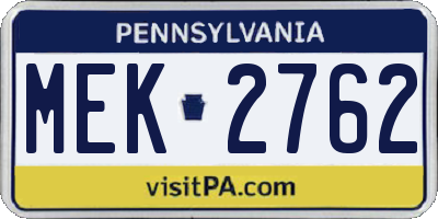 PA license plate MEK2762