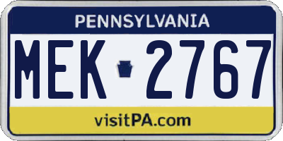 PA license plate MEK2767