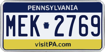 PA license plate MEK2769
