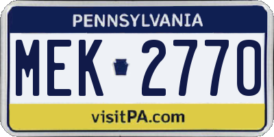 PA license plate MEK2770