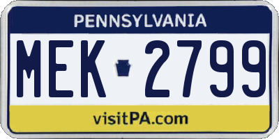 PA license plate MEK2799