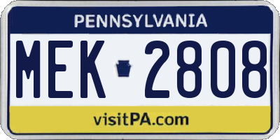 PA license plate MEK2808