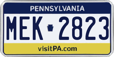 PA license plate MEK2823