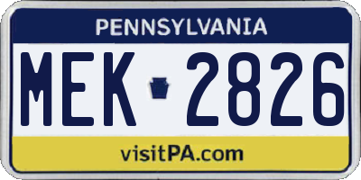 PA license plate MEK2826