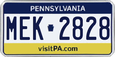 PA license plate MEK2828