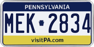 PA license plate MEK2834