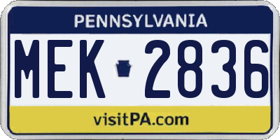 PA license plate MEK2836