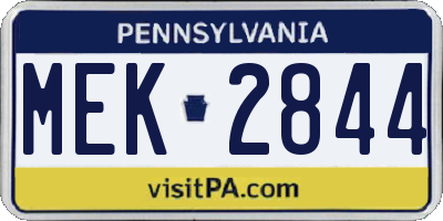 PA license plate MEK2844