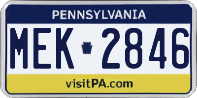 PA license plate MEK2846