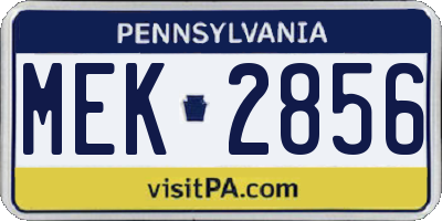 PA license plate MEK2856