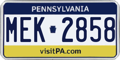 PA license plate MEK2858