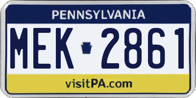PA license plate MEK2861