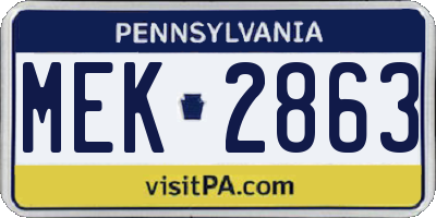 PA license plate MEK2863