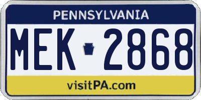 PA license plate MEK2868