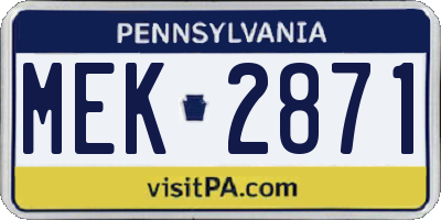 PA license plate MEK2871